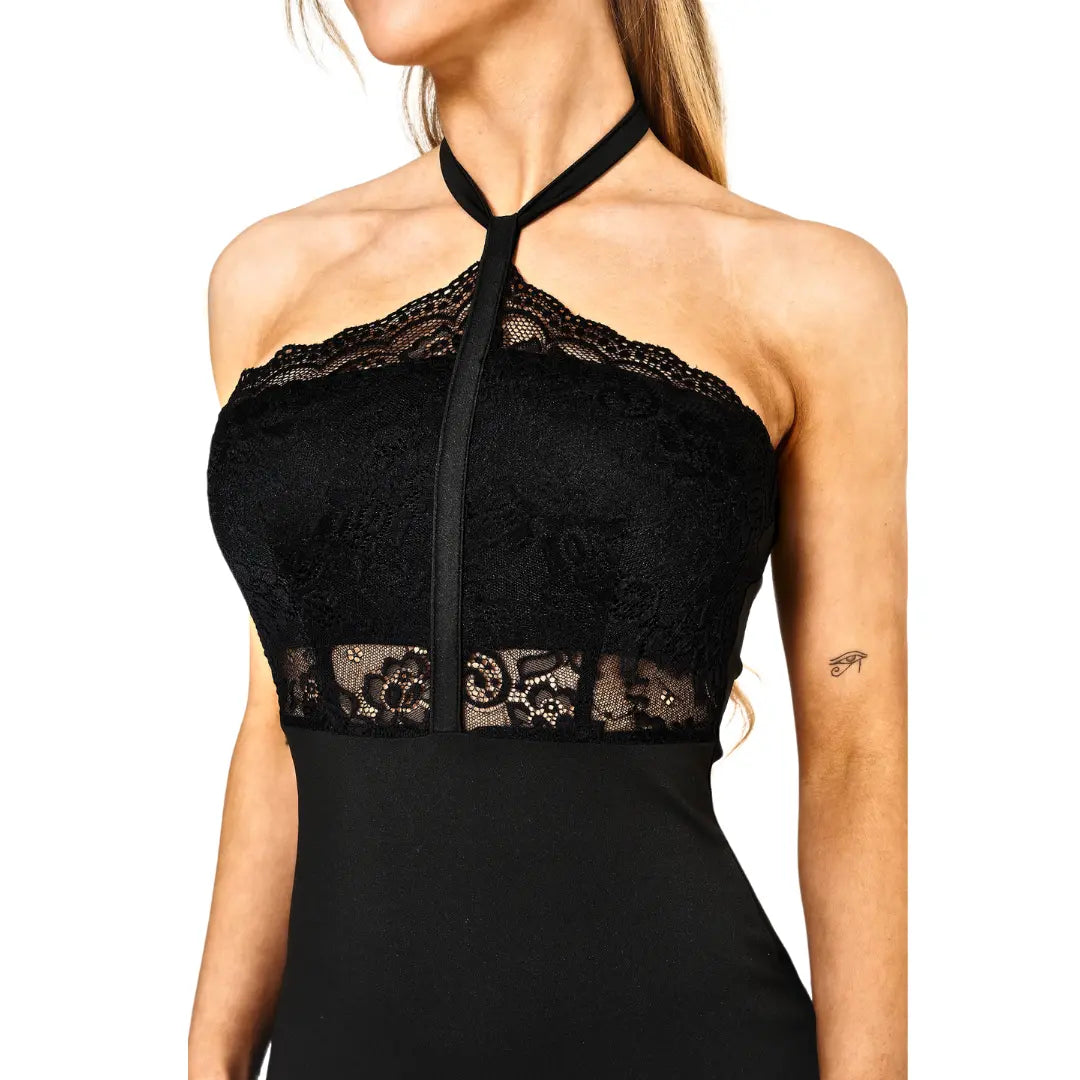 Black-Lace-Halter-Dress