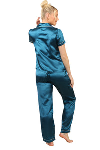 Luxurious Royal Blue Satin Pyjama Set for Women