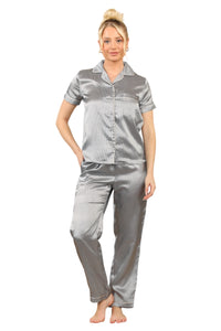 Luxurious Silver Stripe Satin Sleepwear, pj's, Lounge wear.