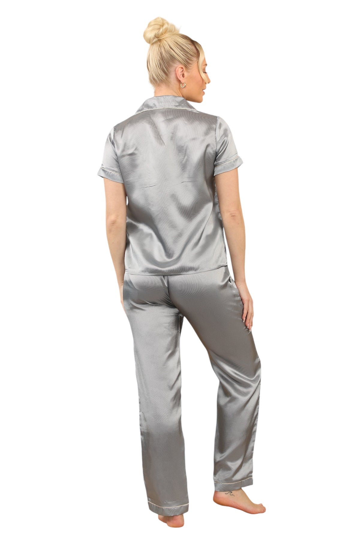 Luxurious Silver Stripe Satin Sleepwear, pj's, Lounge wear.