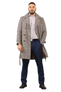 Elaina Premium Men's Double-Breasted Wool Blend Trench Coat