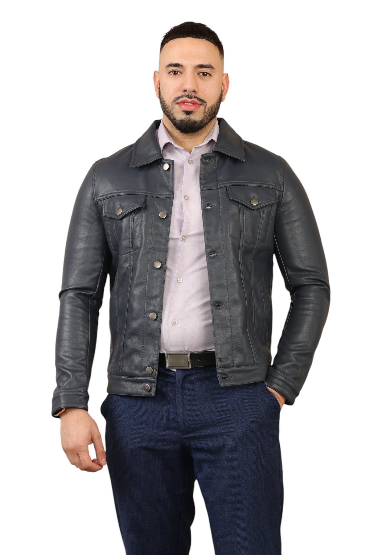 Elaina Men's Classic Black Leather Jacket