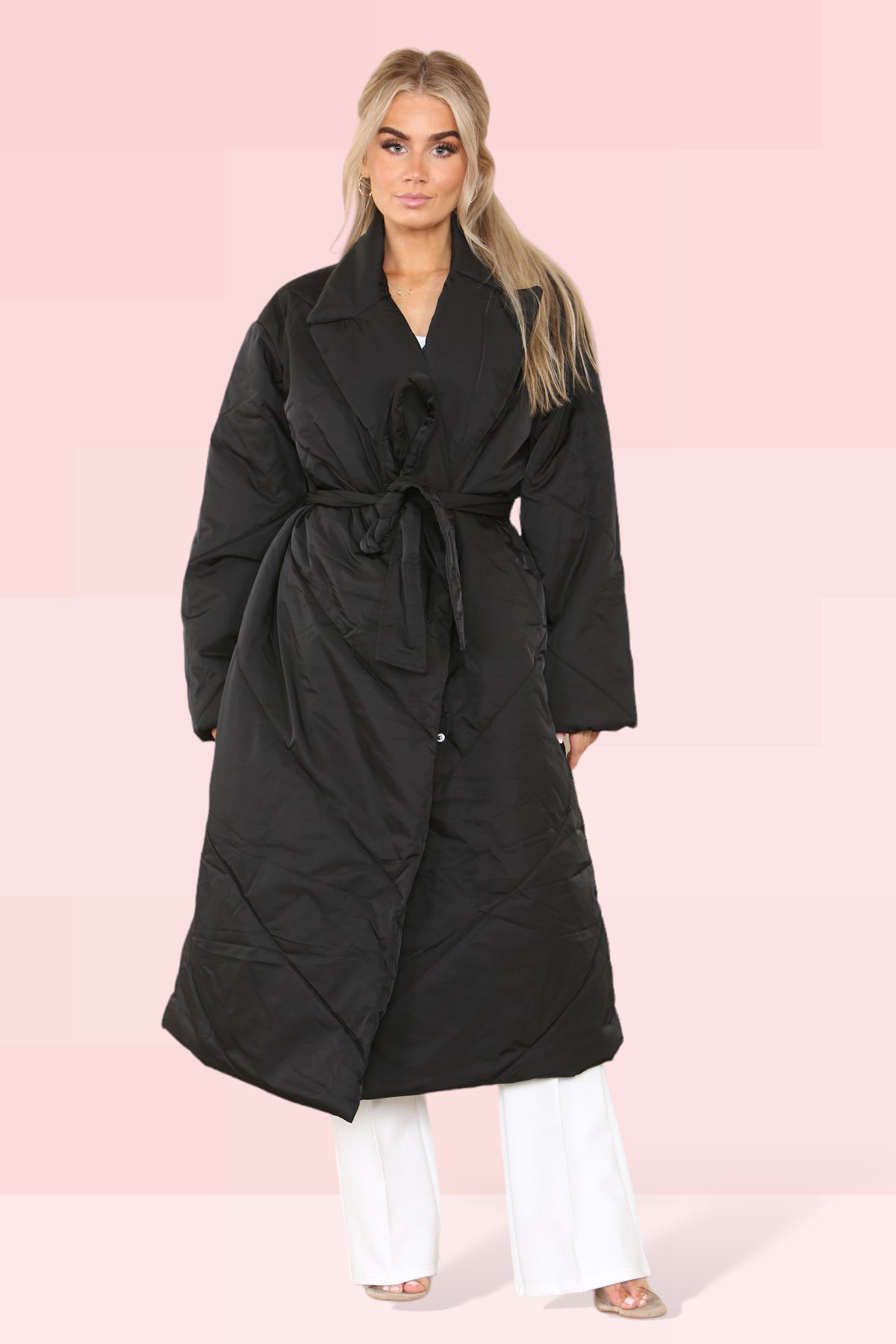 Women's Black Longline  Padded Coat