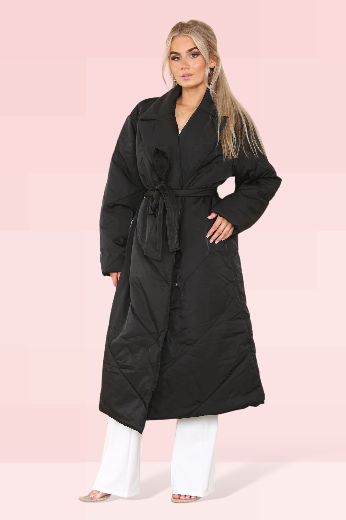 Women's Black Longline  Padded Coat