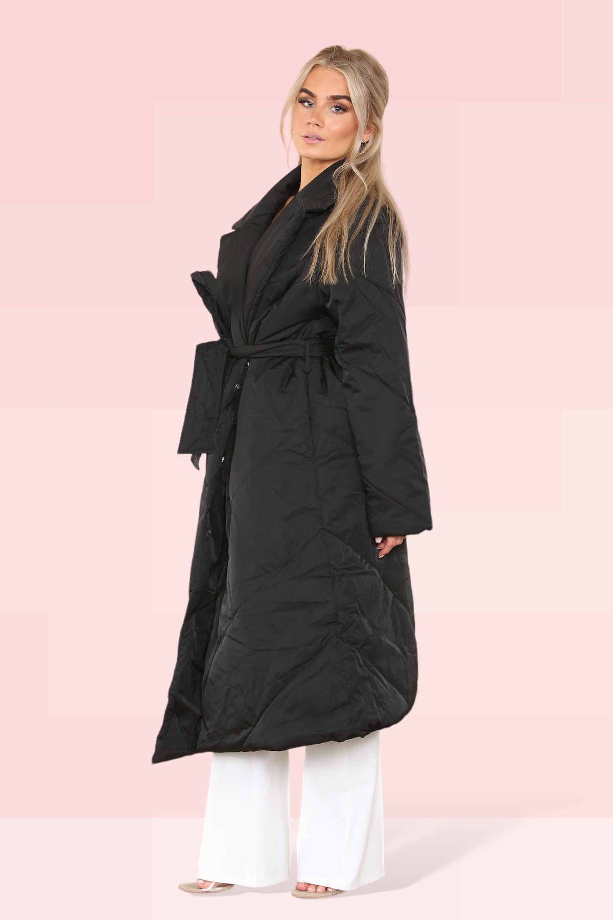 Women's Black Longline  Padded Coat