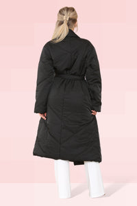 Women's Black Longline  Padded Coat