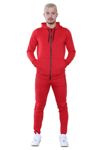 Men's Full-Zip Red Tracksuit Set - Athletic Style and All-Day Comfort