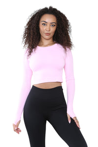 Women's Round Neck Tie-Dye Rib Seamless Slim Fit Long Sleeve Fitness Midriff, Thumb Hole Casual Sports Yoga Gym Workout Crop Top Activewear Sportswear