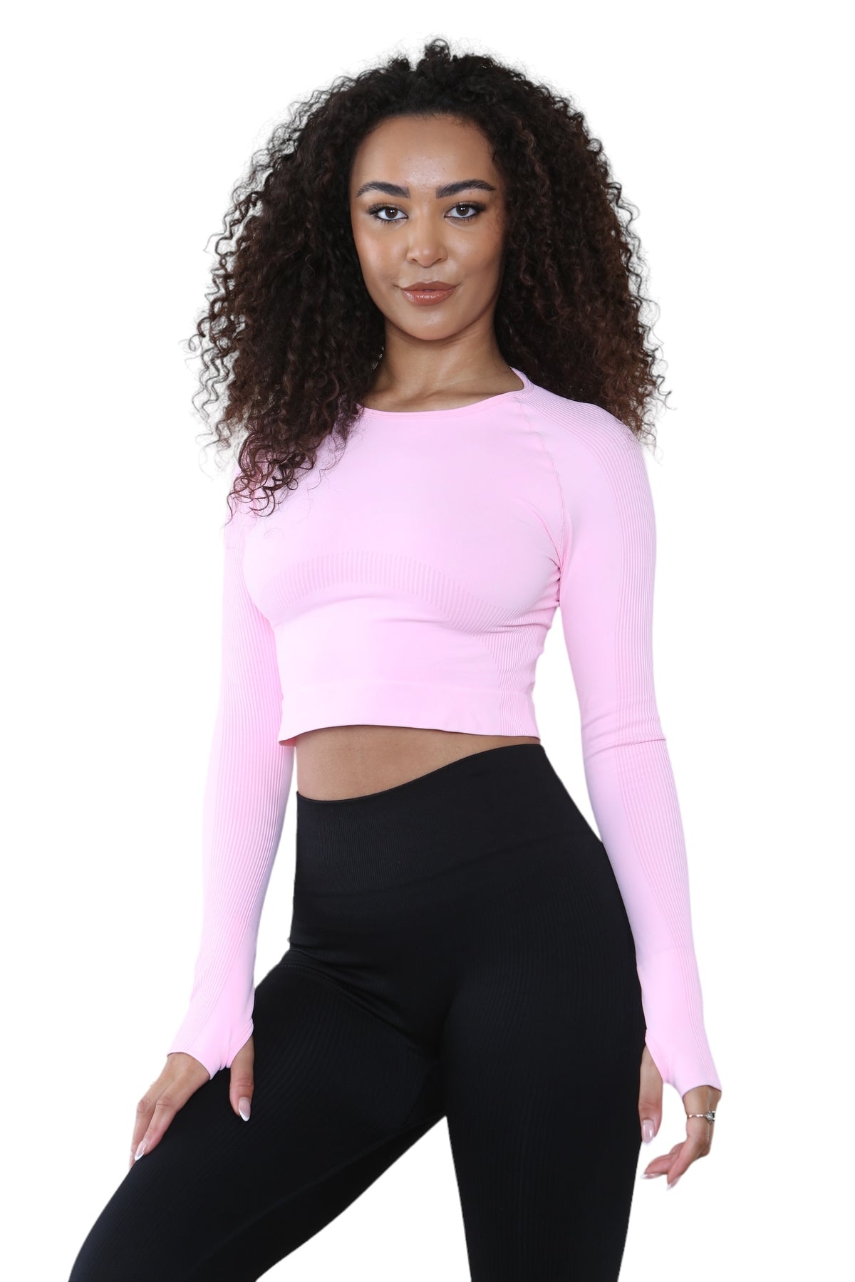 Women's Round Neck Tie-Dye Rib Seamless Slim Fit Long Sleeve Fitness Midriff, Thumb Hole Casual Sports Yoga Gym Workout Crop Top Activewear Sportswear