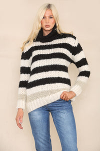 Striped-Roll-Neck-Jumper