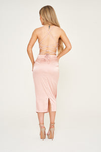 Amorium-Pink-Satin-Dress