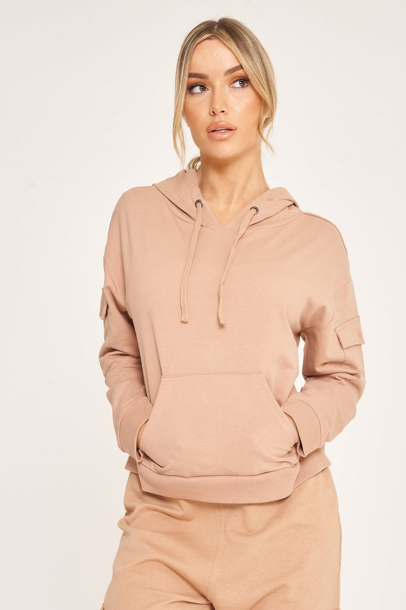 Elaina Fashion Women's Camel Short Hoodie Sweatshirt Casual Winter Thermal Warm Pullover Jumper Tunic- Fitted Long Sleeve Streetwear Gym Runing Autumn Top